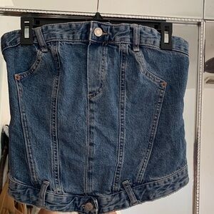 Zara Blue Denim Crop Top